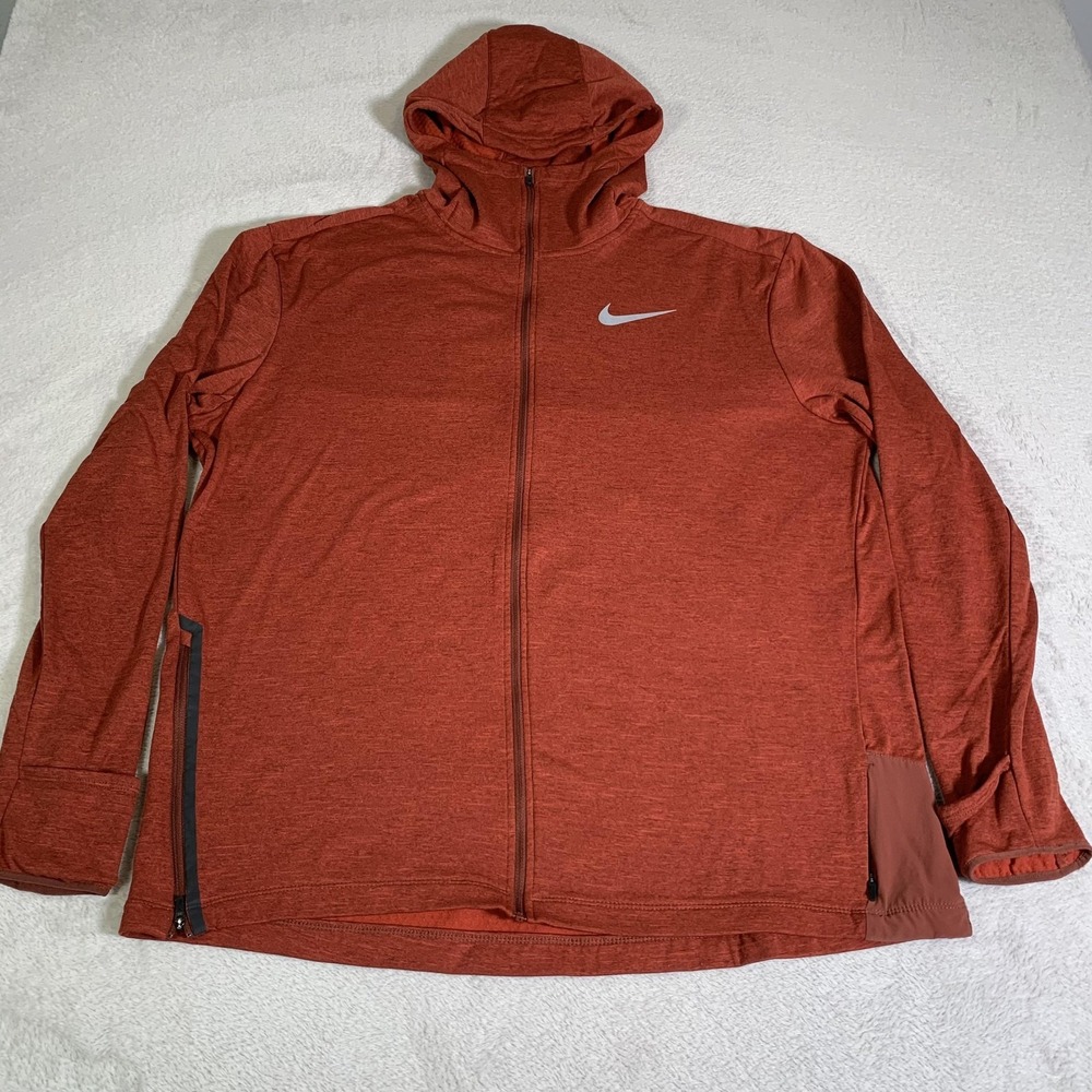 Nike Dri-FIT Jacket Mens XL Orange Hooded Full Zip Track Running 930250-250